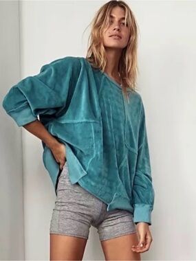 Free People Teal Velvet Women's Top